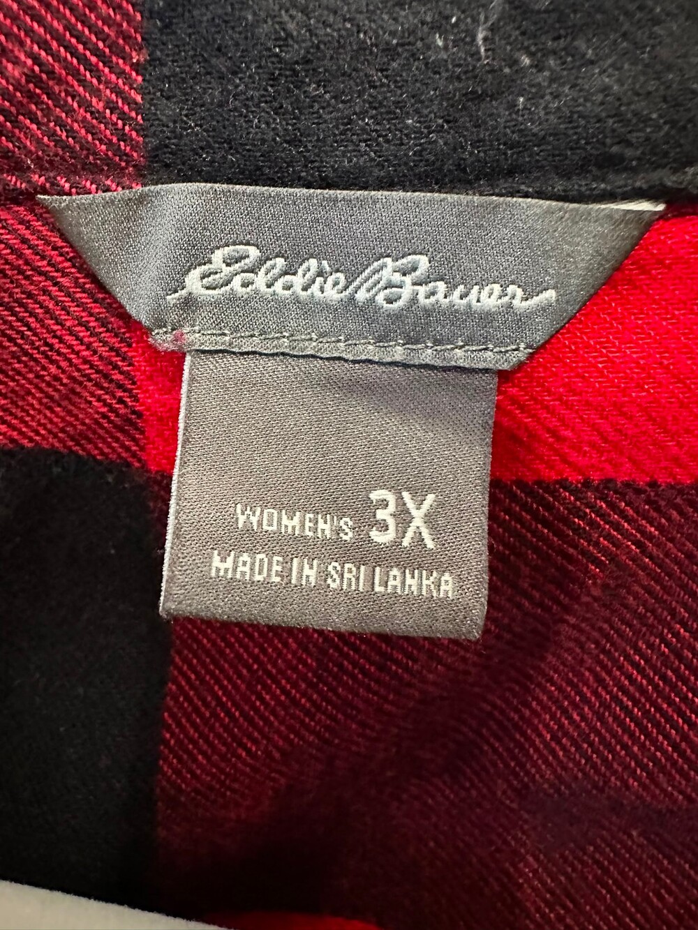 Eddie Bauer 3X Red Black Buffalo Plaid Flannel Shirt TENCEL Plus Size - Picture 6 of 8